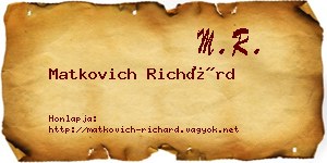 Matkovich Richárd névjegykártya