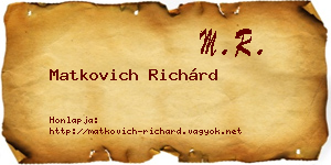 Matkovich Richárd névjegykártya